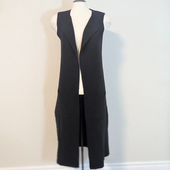 Black Knit Long Vest - Picture 1 of 5